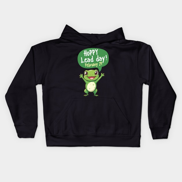 Funny Frog Lover Hoppy Leap Day February 29 Birthday Kids Hoodie by Imou designs